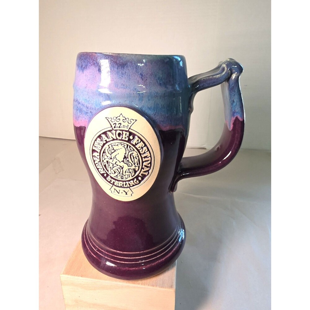 Vtg 1998 Renaissance Festival Sterling NY Handmade Stein Mug Stoneware 24oz